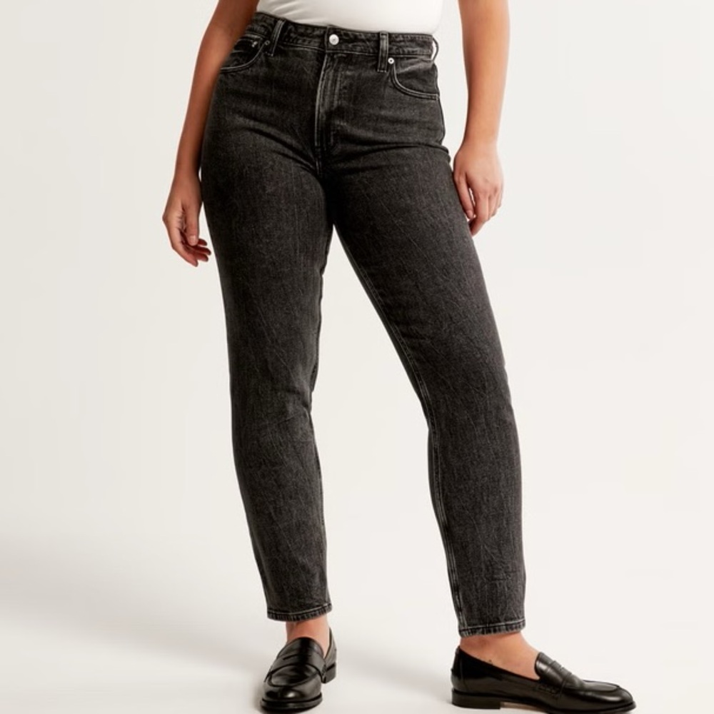 Abercrombie & Fitch Curve Love high rise Mom jeans black size 27 4